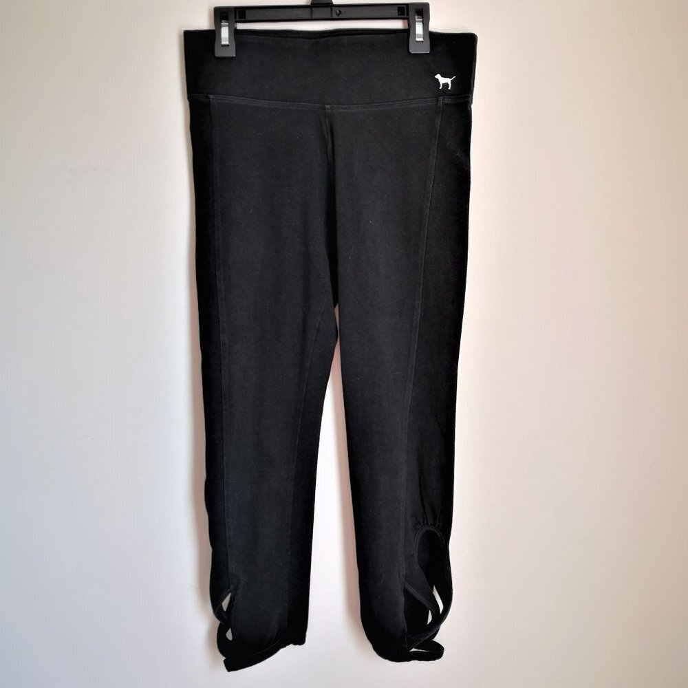 PINK Victoria's Secret Black Pants With Braid Detail Size Small